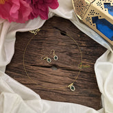 Vriksham Oval Shape Pendant Invisible Chain-Green White-G18478