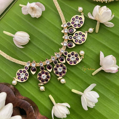 Vriksham Precious Kemp Maanga Pendant Short Neckpiece-Red-Pearl-G18539