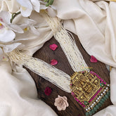 Vriksham Lakshmi Dual Elephant Pendant Kundan Jadau  Beaded Mala-J2979