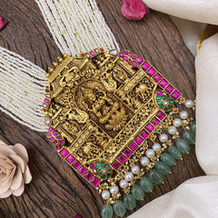 Vriksham Lakshmi Dual Elephant Pendant Kundan Jadau  Beaded Mala-J2979