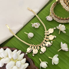 Vriksham Precious Kemp Maanga Pendant Short Neckpiece-Red-Pearl-G18539