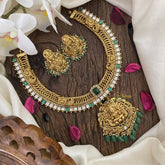 Vriksham Lakshmi Pendant Jalebi Style Short Neckpiece-Green-G16426