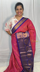 Pink with Blue Vairaoosi Silk Cotton Saree -VS407