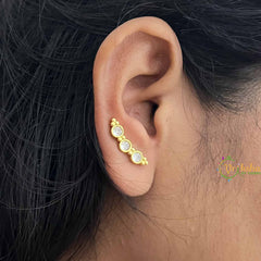 Vriksham Classic CZ Bezel Ear Climber-Gold Plated Minimalist Stud Earrings-G20264