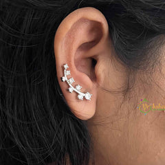 Vriksham Elegant Silver Arch Ear Cuff & Crystal Detailing Earring-G20259