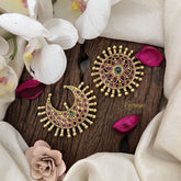 Vriksham Floral & Crescent Design Chandran & Suryan Billai-Red Green-G19328