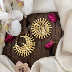 Vriksham Floral & Crescent Design Chandran & Suryan Billai-Red Green-G19328