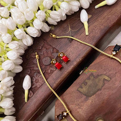 Vriksham Minimalist Muti Color Square Stone With Matching Studs Neckpiece-G22330