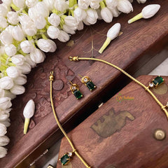 Vriksham Minimalist Green Square Stone With Matching Studs Neckpiece-G22329