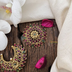 Vriksham Traditional Floral Ruby & Green Stones Chandran & Suryan Billai-G19332