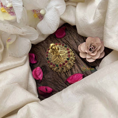 Vriksham Divine Krishna Idol Top & Manga Base Design Kumkum Box-Red Green-G20270