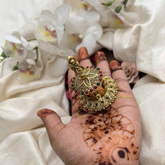 Vriksham Divine Krishna Idol Top & Manga Base Design Kumkum Box-Red Green-G20270