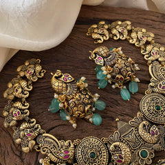 Authentic Real Gold Inspired Temple Neckpiece -Green Beads- G12483