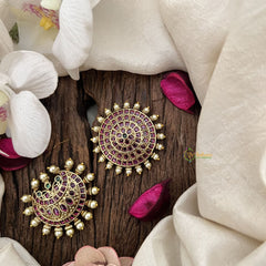 Vriksham South Indian Bridal Chandran & Suryan Billai-Red-Pearl-G19331