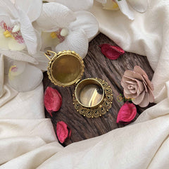 Vriksham Miniature Ram Parivar Idol Top Handcrafted Antique Gold Kumkum Box-G20274