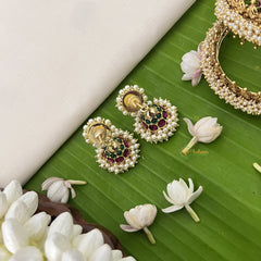 Vriksham Precious Kemp Jhmuka-Red Green-Pearls-G18604