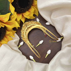 Vriksham Gold AD Stone Lakshmi Peacock Motif Vangi / Armlets-Red Beads-G20997