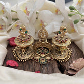 Vriksham Lakshmi Twin Antique Temple Design with Floral Top & Gem Accents Kumkum Box Set-G20283