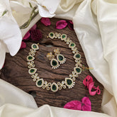 Vriksham Floral Tear Drop Green Short Neckpiece-G16312