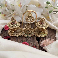 Vriksham Twin With Lakshmi Idol & Hanging Pearl Canopy Kumkum Box-G20285