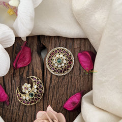 Vriksham Heritage Hair Brooch Chandran & Suryan Billai-Green White &Red-G19335