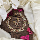 Vriksham Floral Tear Drop Red Short Neckpiece-G16313