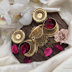 Vriksham Twin With Lakshmi Idol & Hanging Pearl Canopy Kumkum Box-G20285