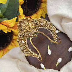 Vriksham Lakshmi Narayan Idol Vangi -Temple Armlet-Green Bead-G21018