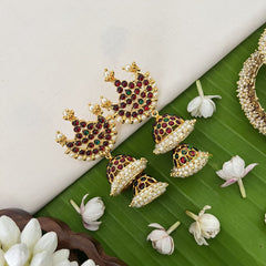 Vriksham Traditional Kemp Half Moon Jhumkas-Pearl-G18556