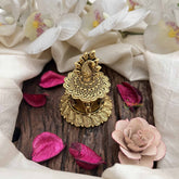 Vriksham Elegant Peacock Vintage Gold Tone With Decorative Detailing Kumkum Box-G20278