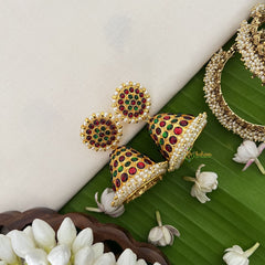 Vriksham Traditional Kemp Jhumkas-Pearl-G18561