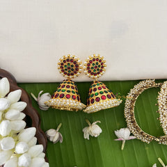Vriksham Traditional Kemp Jhumkas-Pearl-G18561