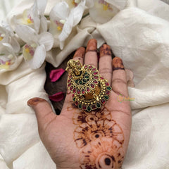 Vriksham Pooja Essentials Ganesha Design Kumkum Box-Red Green-G20271