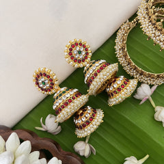 Vriksham Traditional Kemp Double Jhumkas-Medium-Pearl-G18555