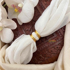 Vriksham Elegant Gold White Petals With Textured Ridges Adjustable Toe Rings-G21660