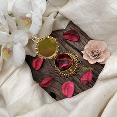 Vriksham Pooja Essentials Ganesha Design Kumkum Box-Red Green-G20271