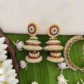 Vriksham Traditional Kemp Double Jhumkas-Medium-Pearl-G18555