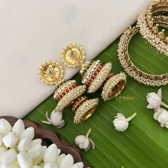 Vriksham Traditional Kemp Double Jhumkas-Medium-Pearl-G18555