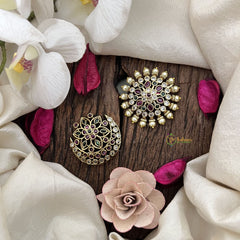 Vriksham Lotus Style Pearl Work Chandran & Suryan Billai- Red White & Green-G19340