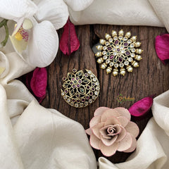 Vriksham Lotus Style Pearl Work Chandran & Suryan Billai- Red White & Green-G19340