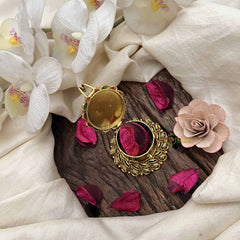 Vriksham Classic Peacock Gold Tone Red Green manga Base Kumkum Box-G20279