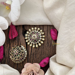 Vriksham Lotus Style Pearl Work Chandran & Suryan Billai- Red White & Green-G19340