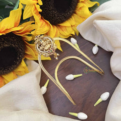 Vriksham Krishna Idol Vangi -Temple Armlet-Green Bead-Pearls-G21019