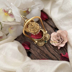 Vriksham Goddess Lakshmi With Hanging Umbrella Temple Arch Design Kumkum Box -G20284