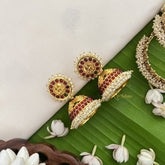 Vriksham Traditional Kemp Lakshmi Jhumkas-Pearl-G18560