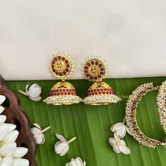 Vriksham Traditional Kemp Lakshmi Jhumkas-Pearl-G18560