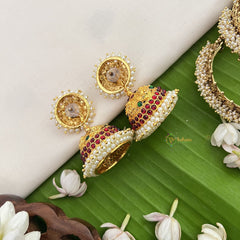 Vriksham Traditional Kemp Lakshmi Jhumkas-Pearl-G18560