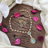 Vriksham AD Stone Tear Drop Dual Pendant Neckpiece-Pastel Green-G16323