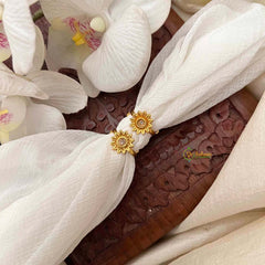 Vriksham Gold-Plated Sunflower White Center Stone Adjustable Toe Rings-G21651