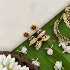 Vriksham Traditional Kemp Double Jhumkas-Pearl-G18572